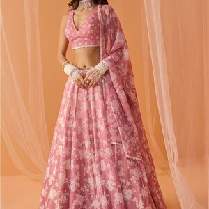 Elegant Pink Floral Lehenga